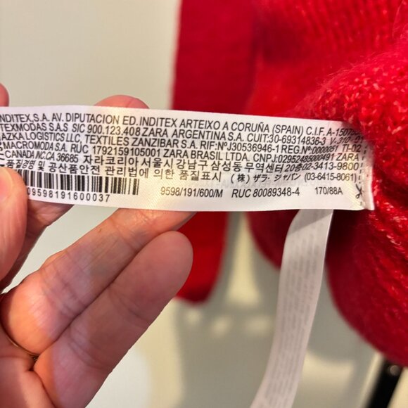 Zara Alpaca Wool Blend Red Square Neck Long Sleeve Sweater - Picture 9 of 9